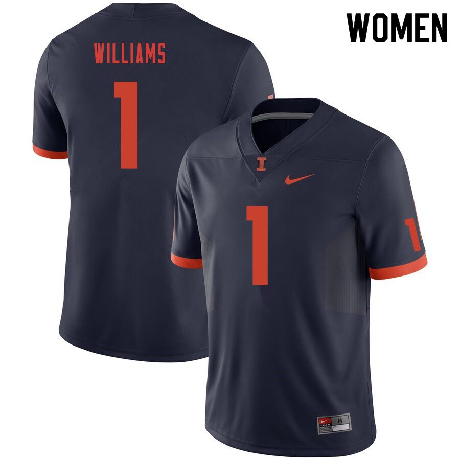 Women #1 Isaiah Williams Illinois Fighting Illini College Football Jerseys Sale-Navy